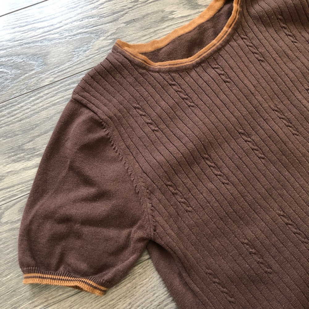 Brown Short Sleeve Knit Top - Picture 1 of 3